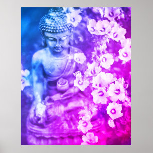 Poster *~* Meditação Zen Buddha Medita Aqua Floral