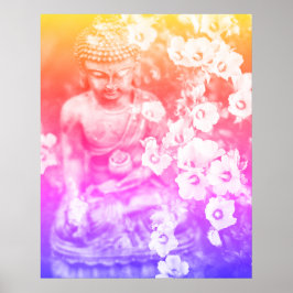 Poster *~* Meditação Zen Buddha Medita Floral Bold