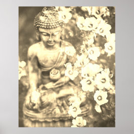Poster *~* Meditação Zen Buddha Medita Flores Douradas