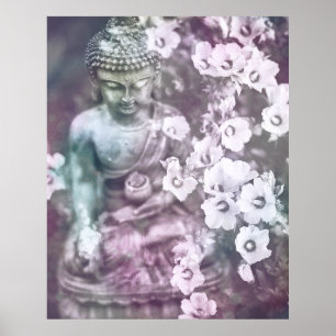 Poster *~* Meditação Zen Buddha Medita Lavanda Floral