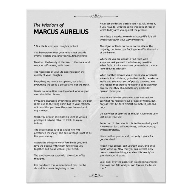 Póster Meditações Estáticas Marcus Aurelius. Poster Brilh (Frente)