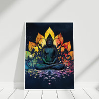 Meditando Colorida Arte de Parede Universo Buda