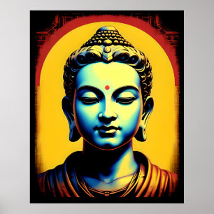 Poster Meditando Muro de Arte Moderna de Buda