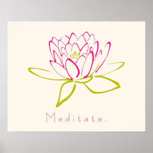 Póster Meditate. Flor de Lotus