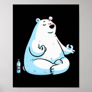 Poster Meditation Urso Polar Pose de Yoga Relaxante Anima
