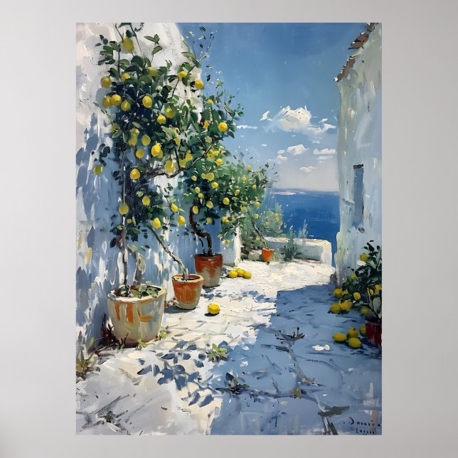 Poster Mediterranean Impressionism with Lemons (Frente)