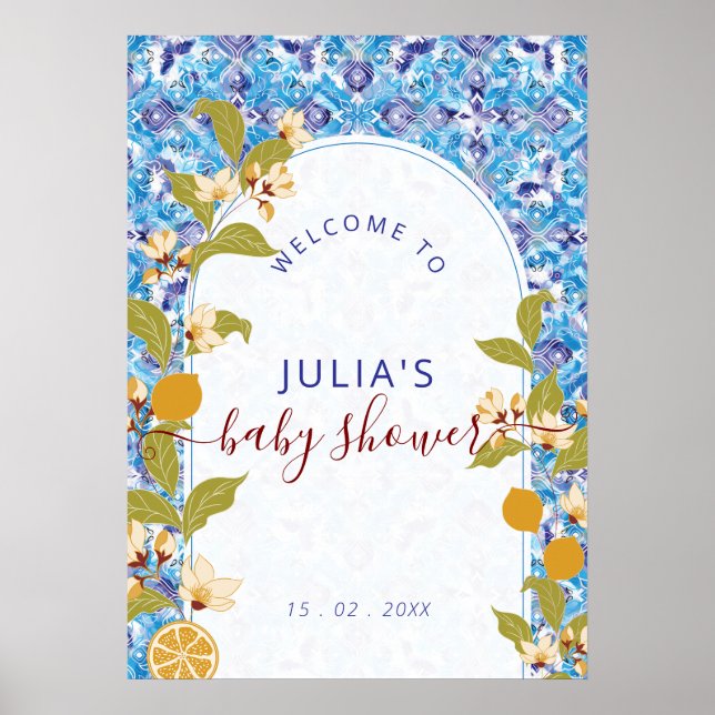 Poster Mediterranean Lemon Amalfi Coast Baby Shower (Frente)