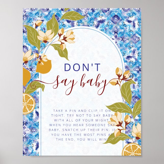 Poster Mediterranean Lemon Amalfi Coast Baby Shower (Frente)