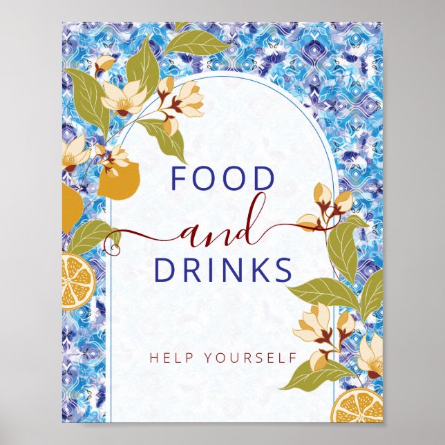 Poster Mediterranean Lemon Amalfi Coast Baby Shower (Frente)