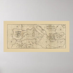 Poster Mediterranean Sea Map (1797)