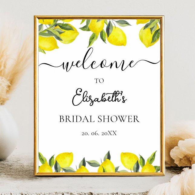 Poster Mediterranean Yellow Lemon Bridal shower (Criador carregado)