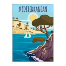 Poster mediterrânico, férias marítimas na Europa