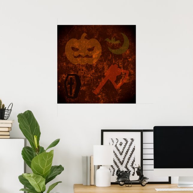 Póster Medos de Halloween em um Fundo Sinistro (Escritório em casa)
