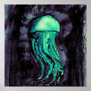 Póster Medusa da aguarela da cerceta