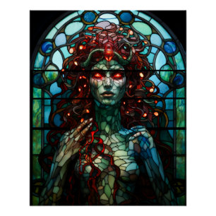 Póster Medusa - Estilo de Tiffany da Janela de Vidro Este