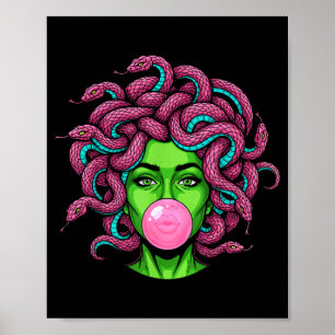 Poster Medusa soprando chiclete P Arte Mitologia Design