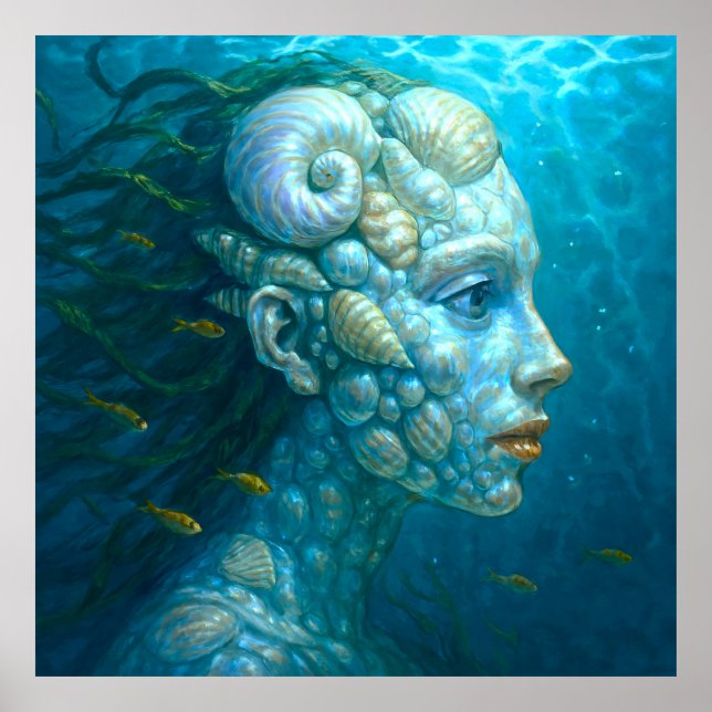 Poster Meerjungfrau in Muscheln - Malerei Stil (Frente)