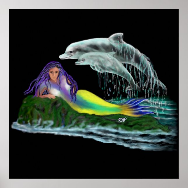 Póster Meerjungfrau mit Delfinen (Frente)