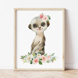 Poster Meerkat, Safari, Flores Rosa, Enfermeiro Garota
