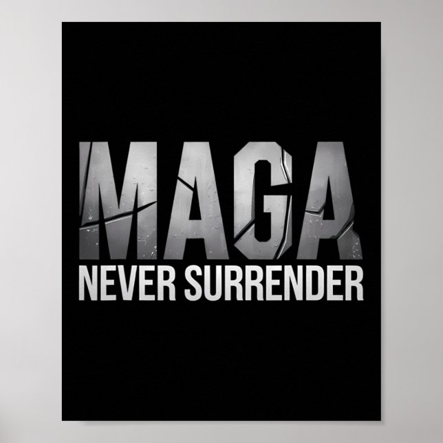 Poster Mega Trump Sombrio 2024 Mega Nunca se Rende  (Frente)