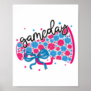 Poster Megafone Floral de Dia de Jogo Torcida Pé Cheerlea