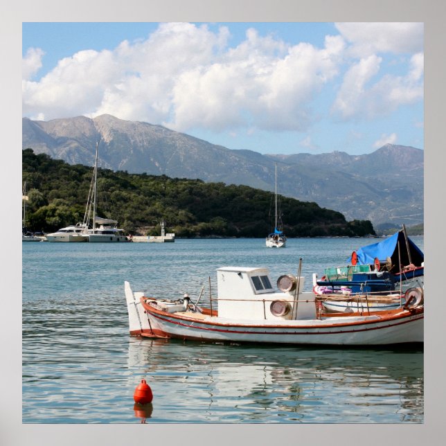 Póster Meganissi, praça da ilha grega (Frente)