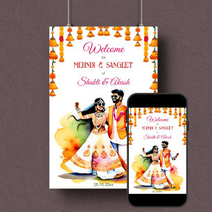 Poster Mehndi Sangeet, casal de boas-vindas da Índia
