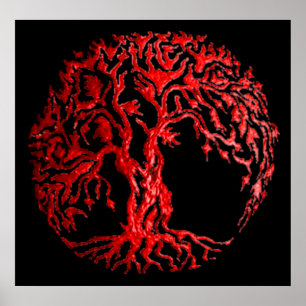 Póster Mehndi Tree of Life (Henna) (Vermelho)