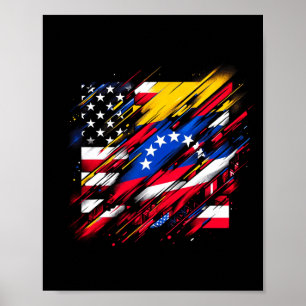 Poster Meia bandeira venezuelana _ vintage venezuela eua