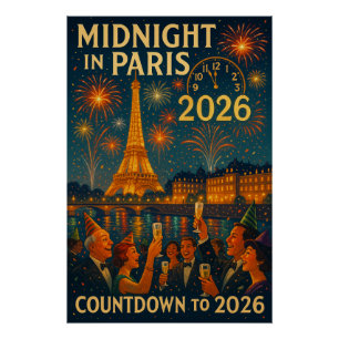 Póster Meia-noite em Paris – Contagem regressiva para 202