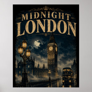 Poster Meia-Noite Londres Big Ben Noite Mal-humorada
