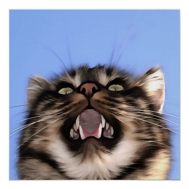 Póster Meia Plainosa De Uma Pintura Em Acrílico De Gato D (Frente)