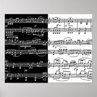 meias notas brancas parcialmente pretas da música