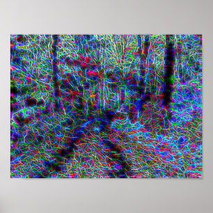 Poster Meio das Luzes do Neon da Floresta