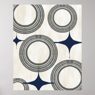 Poster meio século Abstrato Cinza Azul
