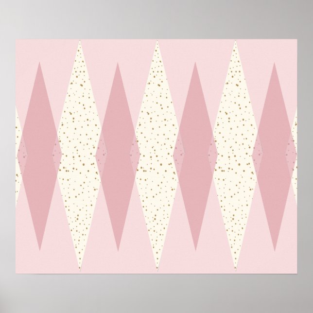 Poster Meio século Argyle Rosa Moderno (Frente)
