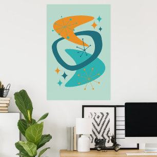 Poster Meio século Atômico 7 Aqua, Teal, Laranja