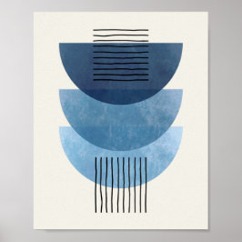 Poster Meio século com forma de abstrato AZUE moderno