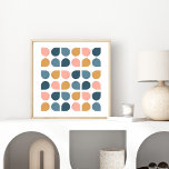 Poster Meio século de Arte Geométrica Moderna<br><div class="desc">Um Meio século moderno Design de Arte Geométrica em tons suaves,  de cor-de-rosa pincelado,  amarelo-mostarda e azul-ardente.</div>