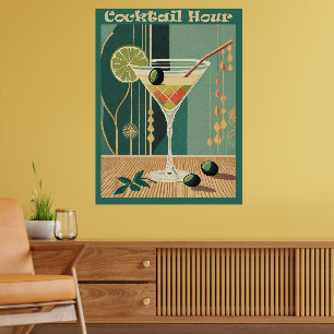 Poster Meio século de Hora Moderna do Cocktail Martini