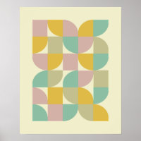 Meio século de Pétalas Geométricas dos Pastel Retr