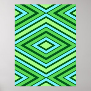 Poster Meio século Diamond Pattern Jade Green e Aqua