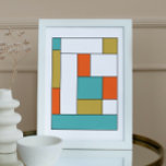 Poster Meio século Dourado de Cor Laranja Turquesa<br><div class="desc">Este design moderno de meio século ousado apresenta blocos coloridos em azul-turquesa,  laranja-escuro,  ouro,  branco e preto. Isso fará uma adição fabulosa às paredes da sua casa.</div>