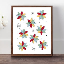 Poster Meio século Funky Abstrato Flores Moderno