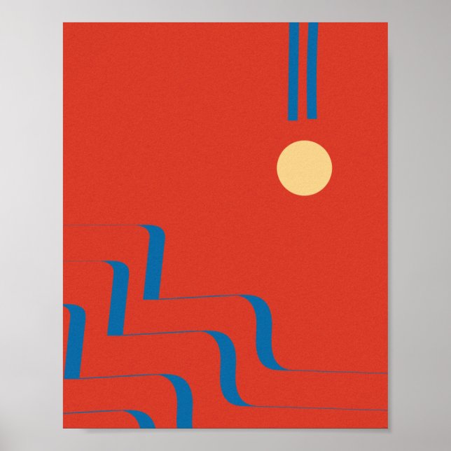 Poster Meio século Linha Azul, Arte das Linhas, Abstrato  (Frente)