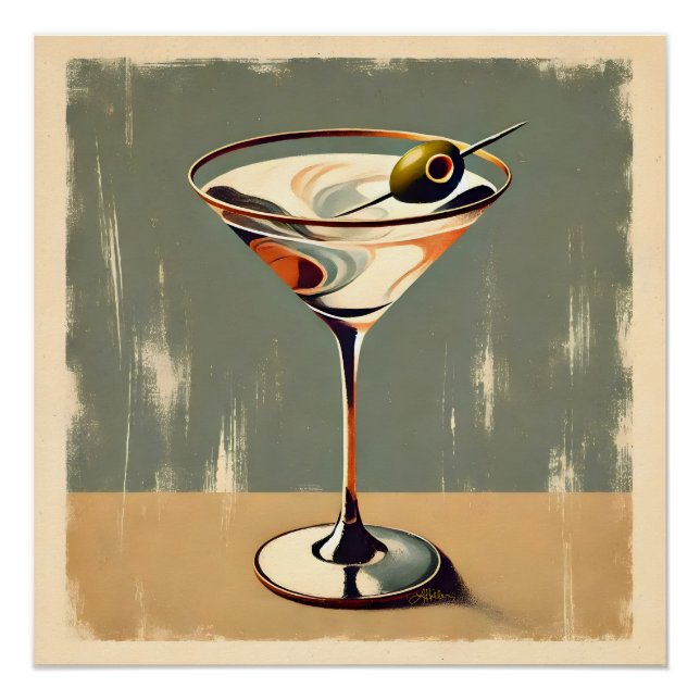 Póster Meio século Moderno 1 Pintura de Martini Olive (Frente)
