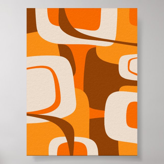 Poster Meio século Moderno Abstrato 70s Laranja (Frente)