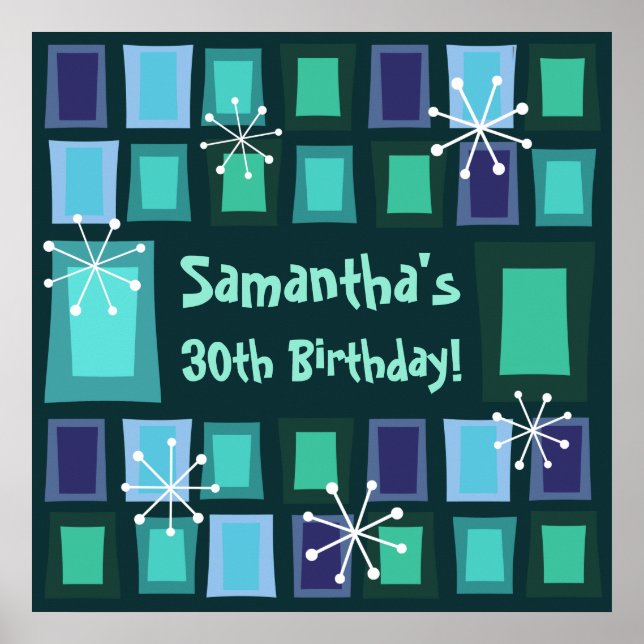 Poster Meio século Moderno aniversário de 30 anos Teal (Frente)