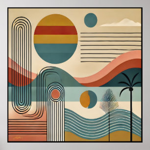 Poster Meio século Moderno Art Beach Sunrise