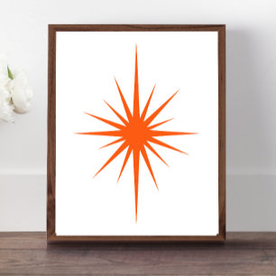 Poster Meio século Moderno de Starburst Atômica Laranja